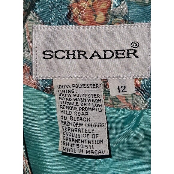 Vintage Schrader Womens Floral Full Length Sleeve Sz 12 - Picture 2 of 8